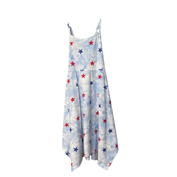 JUMPING BEANS UGC Girls Size 6x American flag tank dress blue red stars tie dye - Picture 4 of 12